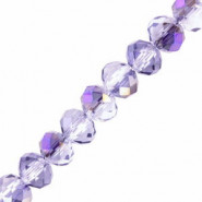 Top Glasfacett rondellen Perlen 4x3mm Medium purple ab half plated